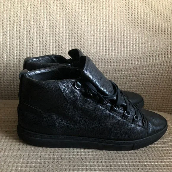Balenciaga Men's Black Arena Leather Boots.